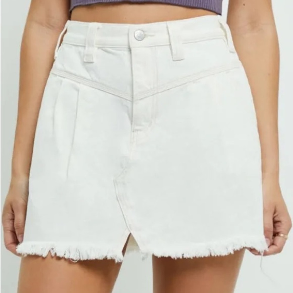 white free people denim skirt!